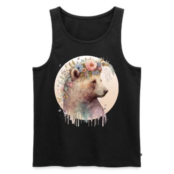 Brown Bear Watercolor Grizzly Bear Flower Crown Wi - Männer Premium Bio Tank Top - Schwarz - Vorne - AI Model Male 178 light (178cm)