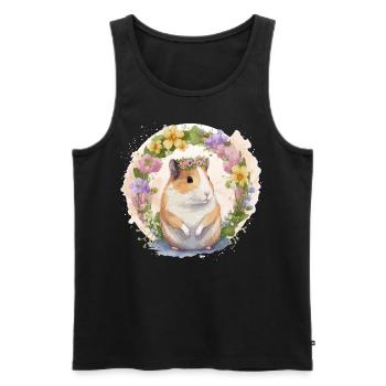 Cute Hamster Flower Crown Boho Aesthetic Floral An - Männer Premium Bio Tank Top - Schwarz - Vorne - AI Model Male 178 light (178cm)