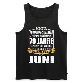 79. Geburtstag Juni Jahrgang 1944 Vintage - Männer Premium Bio Tank Top - Schwarz - Vorne - Michal (187cm)