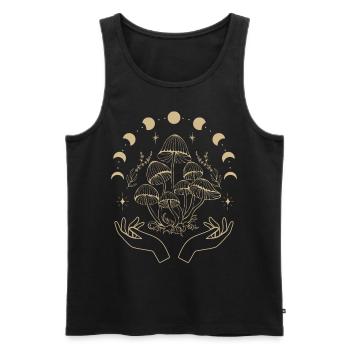 Boho Mushrooms Cottage Core Aesthetic Goblincore - Men's Premium Organic Tank Top - black - Front - AI Model Male 178 light (178cm)