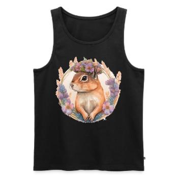 Watercolor Chipmunk Flower Crown Hawaiian Boho Aes - Men's Premium Organic Tank Top - black - Front - Michal (187cm)