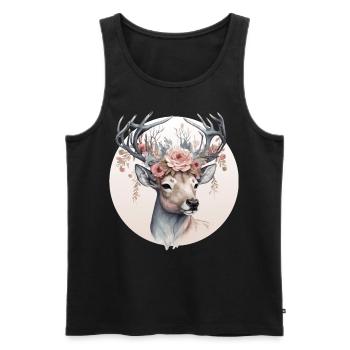 Cute Watercolor Deer Flower Crown Animal Lovers - Männer Premium Bio Tank Top - Schwarz - Vorne - Michal (187cm)