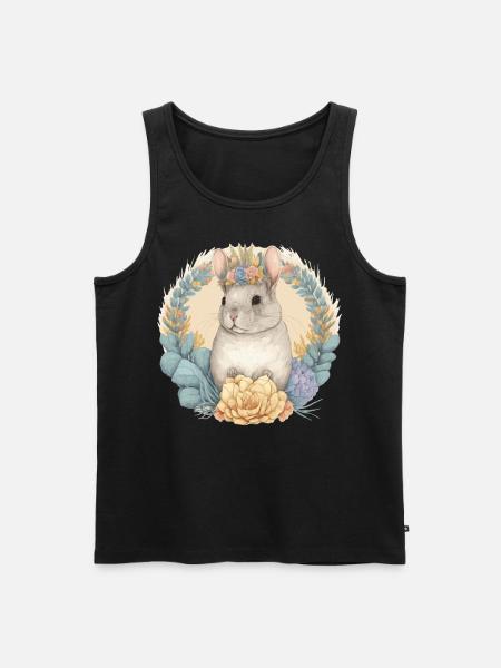 Cute Watercolor Chinchilla Flower Crown Floral Ani - Männer Premium Bio Tank Top - Schwarz