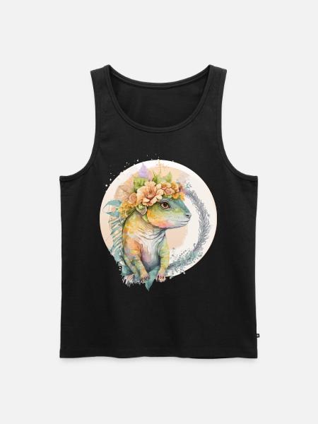 Cute Lizard Chameleon Flower Crown Pet Reptile Lov - Men's Premium Organic Tank Top - black
