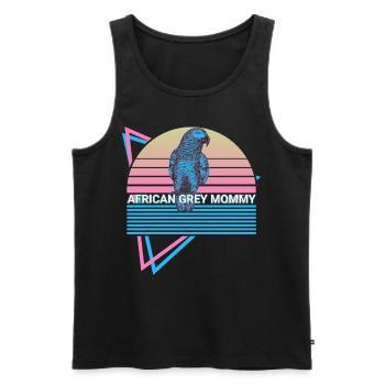 Afrikanische Grau Mama Papagei Retro - Männer Premium Bio Tank Top - Schwarz - Vorne - AI Model Male 178 light (178cm)