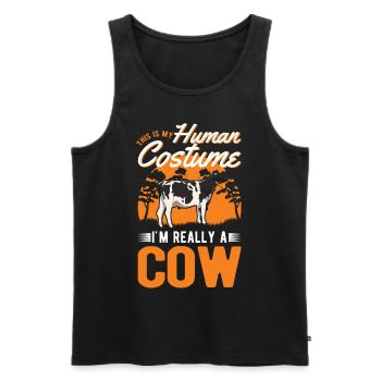 Cow Costume Farmer Cattle Breeder - Men's Premium Organic Tank Top - black - Front - Michal (187cm)