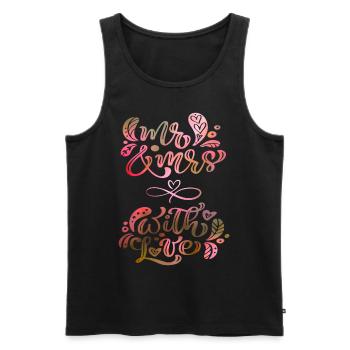 Mr & Mrs, Amour-Amour, Mariage, Typographie de mariage - Débardeur bio Premium Homme - noir - Devant - Michal (187cm)
