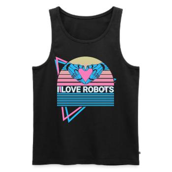 I Love Robot Robotics Retro - Men's Premium Organic Tank Top - black - Front - AI Model Male 178 light (178cm)