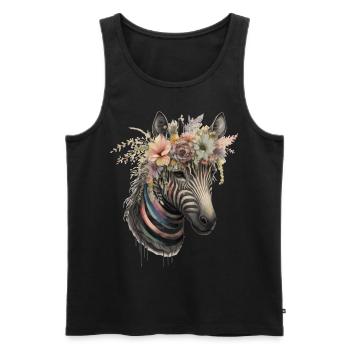 Fleur de zèbre mignonne Couronne Afrique Safari Animal Lover - Débardeur bio Premium Homme - noir - Devant - Michal (187cm)