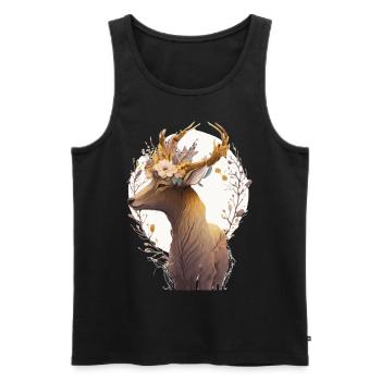 Cute Watercolor Antelope Flower Crown Floral Boho - Männer Premium Bio Tank Top - Schwarz - Vorne - Michal (187cm)