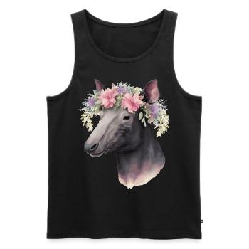 Mignon Tapir Flower Crown Floral Animal Lovers - Débardeur bio Premium Homme - noir - Devant - Michal (187cm)