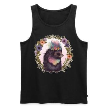 Watercolor Porcupine Flower Crown Floral Animal Lo - Männer Premium Bio Tank Top - Schwarz - Vorne - Michal (187cm)