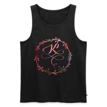 Monogramme, Lettre K, Ornement de calligraphie - Débardeur bio Premium Homme - noir - Devant - Michal (187cm)
