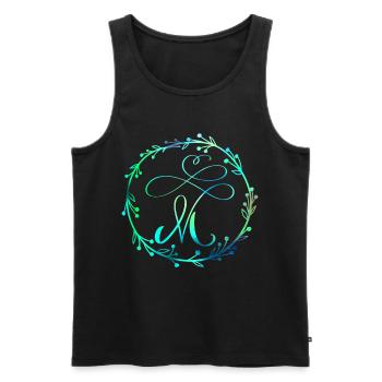 Monogramm, Buchstabe M, Kalligrafie Ornament - Männer Premium Bio Tank Top - Schwarz - Vorne - AI Model Male 178 light (178cm)