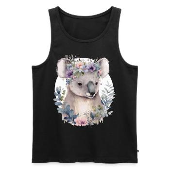 Watercolor Koala Bear Flower Crown Floral - Männer Premium Bio Tank Top - Schwarz - Vorne - AI Model Male 178 light (178cm)