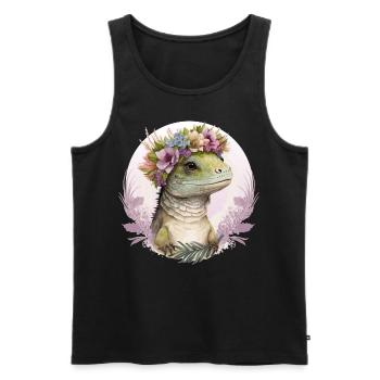 Cute Lizard Flower Crown Lizard Lover - Men's Premium Organic Tank Top - black - Front - Michal (187cm)