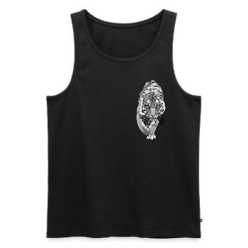 Tiger Kunst Tigerkopf Tiermotiv mit Wildtieren - Männer Premium Bio Tank Top - Schwarz - Vorne - Michal (187cm)