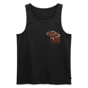 Kuh Bauernhof Motiv Aufdruck - Männer Premium Bio Tank Top - Schwarz - Vorne - AI Model Male 178 light (178cm)