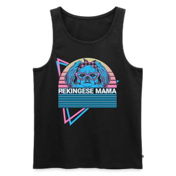 Pekinesen Mama Retro - Männer Premium Bio Tank Top - Schwarz - Vorne - AI Model Male 178 light (178cm)