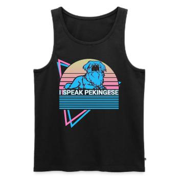 I speak Pekingese Retro - Men's Premium Organic Tank Top - black - Front - AI Model Male 178 light (178cm)