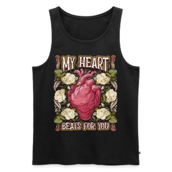 Cœur anatomique, dicton vintage de la Saint-Valentin - Débardeur bio Premium Homme - noir - Devant - Michal (187cm)