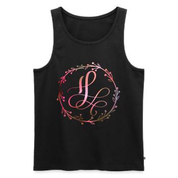 Monogram, Letter H, Calligraphy Ornament - Men's Premium Organic Tank Top - black - Front - AI Model Male 178 light (178cm)