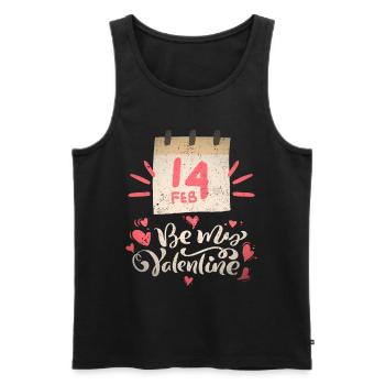 14 février Saint-Valentin Dicton, Be-my-Valentine - Débardeur bio Premium Homme - noir - Devant - Michal (187cm)