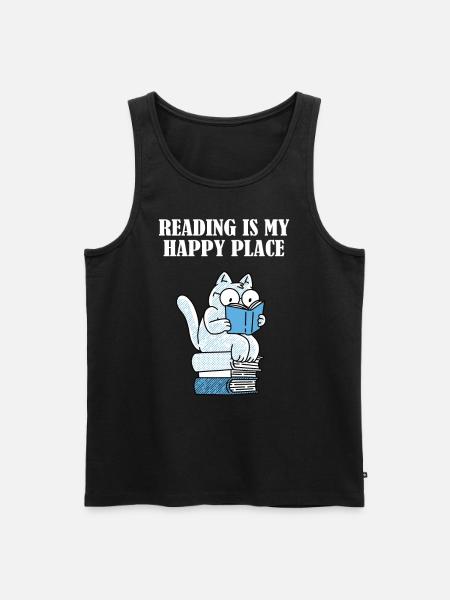 Reading is my happy place - Men's Premium Organic Tank Top - black