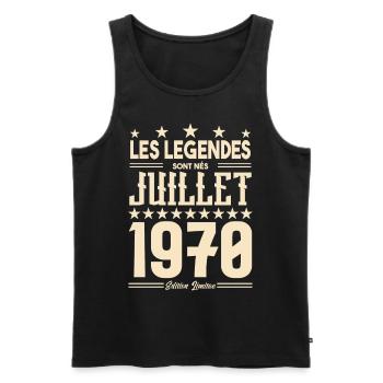 cadeau d'anniversaire Juillet 1970. Cadeau juillet - Débardeur bio Premium Homme - noir - Devant - Michal (187cm)