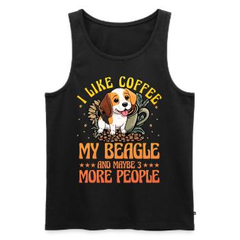 J’aime le café mon beagle et peut-être 3 personnes - Débardeur bio Premium Homme - noir - Devant - Michal (187cm)