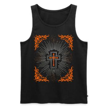 Kreuz Christi, Jesus Christus Barock Ornament - Männer Premium Bio Tank Top - Schwarz - Vorne - AI Model Male 178 light (178cm)