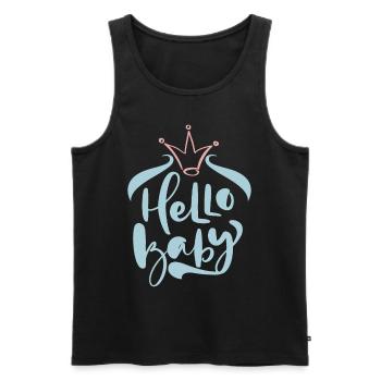 Hello Baby, Baby Shower, Birth, Typography Design - Men's Premium Organic Tank Top - black - Front - AI Model Male 178 light (178cm)