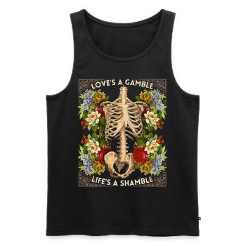 Biker design skeleton vintage roses funny saying - Men's Premium Organic Tank Top - black - Front - AI Model Male 178 light (178cm)