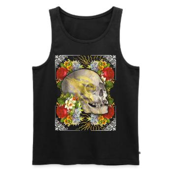 Skull skull skull with vintage roses - Men's Premium Organic Tank Top - black - Front - Michal (187cm)