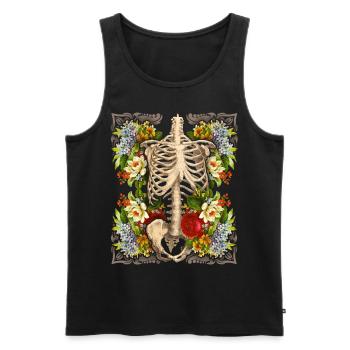 Skelett mit vintage-Rosen, Biker-Design - Männer Premium Bio Tank Top - Schwarz - Vorne - AI Model Male 178 light (178cm)