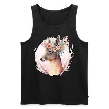 Aquarelle Kangourou Fleur Couronne Animal Australien - Débardeur bio Premium Homme - noir - Devant - Michal (187cm)