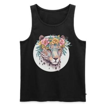 Floral Jaguar Flower Crown Watercolor Animal - Männer Premium Bio Tank Top - Schwarz - Vorne - Michal (187cm)