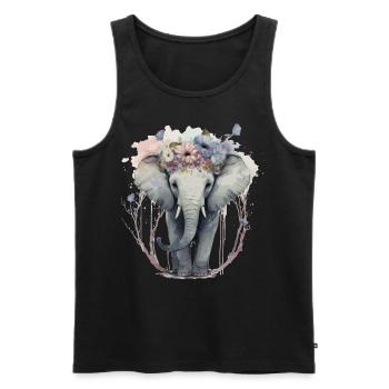 Mignon Elephant Flower Crown Floral Boho Esthétique - Débardeur bio Premium Homme - noir - Devant - AI Model Male 178 light (178cm)