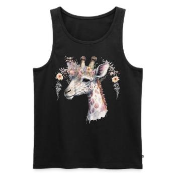 Watercolor Giraffe Flower Crown Exotic Animal Flor - Men's Premium Organic Tank Top - black - Front - AI Model Male 178 light (178cm)