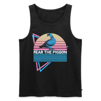 Fear The Pigeon Retro - Men's Premium Organic Tank Top - black - Front - AI Model Male 178 light (178cm)