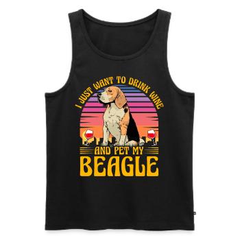 I just want to drink Wine and pet my Beagle - Men's Premium Organic Tank Top - black - Front - Michal (187cm)
