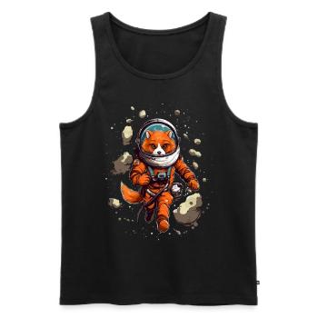 Cute cartoon fox as astronaut with spacesuit - Men's Premium Organic Tank Top - black - Front - AI Model Male 178 light (178cm)