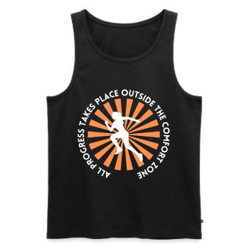 Progress outside the comfort zone - Men's Premium Organic Tank Top - black - Front - AI Model Male 178 light (178cm)