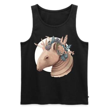 Fleur de tatou mignon Couronne Aquarelle Animal Love - Débardeur bio Premium Homme - noir - Devant - Michal (187cm)
