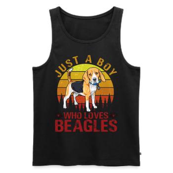 Just a Boy who loves Beagles - Männer Premium Bio Tank Top - Schwarz - Vorne - Michal (187cm)