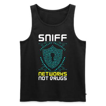 Cybersecurity, Hacking, IT - Men's Premium Organic Tank Top - black - Front - AI Model Male 178 light (178cm)