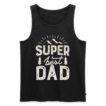 Super-best-papa, drôle de dicton vintage de la fête des pères - Débardeur bio Premium Homme - noir - Devant - Michal (187cm)