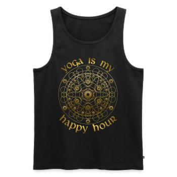 Yoga mandala, design de yoga doré drôle de dicton - Débardeur bio Premium Homme - noir - Devant - AI Model Male 178 light (178cm)