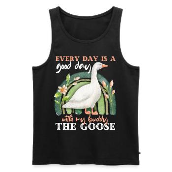 Gans, Gans-Ganter mit Regenbogen, lustiger Spruch - Männer Premium Bio Tank Top - Schwarz - Vorne - AI Model Male 178 light (178cm)