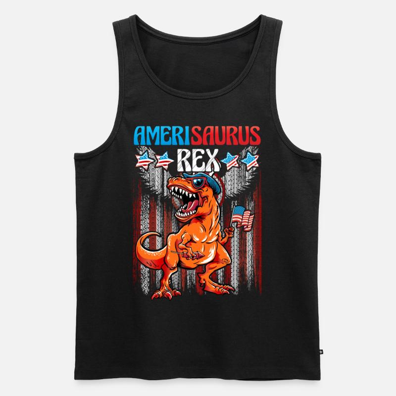 Amerisaurus Rex 4th July - Männer Premium Bio Tank Top - Schwarz